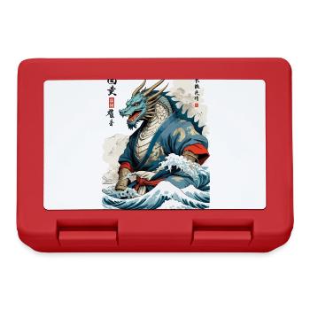Vintage Samurai Dragon Anime Japan Art - Lunchbox - red - Front
