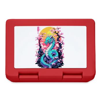 Vintage Vaporwave Art Japanese Dragon Design - Lunchbox - red - Front