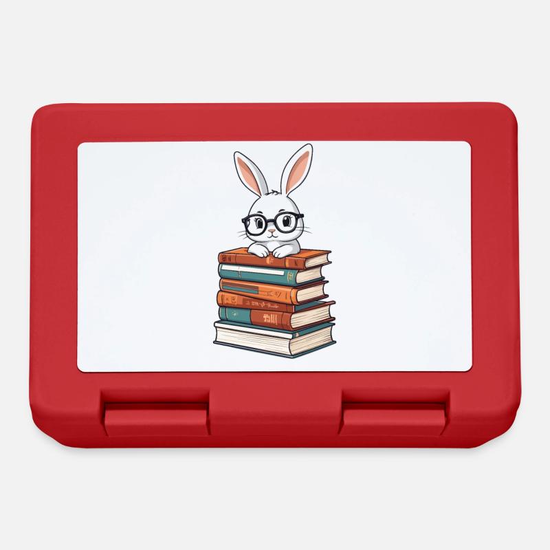 Lesender Hase Perfekter Bücherwurm Stil - Brotdose - Rot