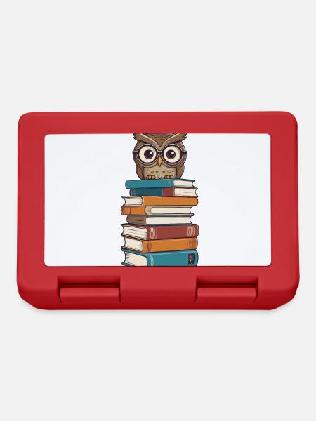 Bücher Eule Eulen Liebhaber Süße Buch Illustration - Brotdose - Rot