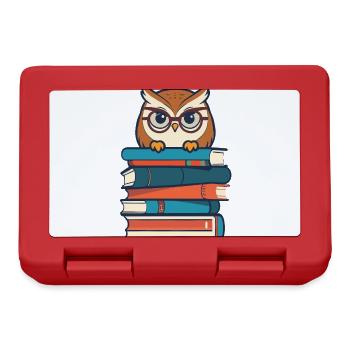 Bücher Eule Süße Buch Illustration Eulen Liebhaber - Brotdose - Rot - Vorne