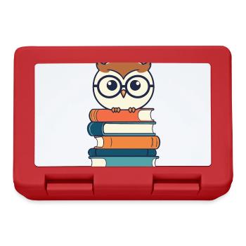 Bücher Eule Eulen Liebhaber Leseratte Illustration - Brotdose - Rot - Vorne