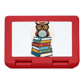 Bücher Eule Eulen Liebhaber Süße Buch Illustration - Brotdose - Rot - Vorne