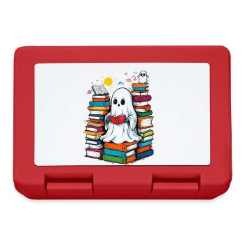 Reading Halloween Ghost Book Lover Style - Lunchbox - red - Front