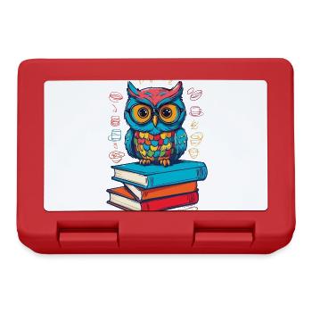 Bücher Eule Süße Buch Illustration Lesender Kauz - Brotdose - Rot - Vorne
