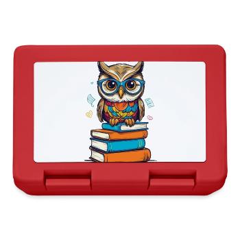Bücher Eule Eulen Liebhaber Süße Buch Illustration - Brotdose - Rot - Vorne