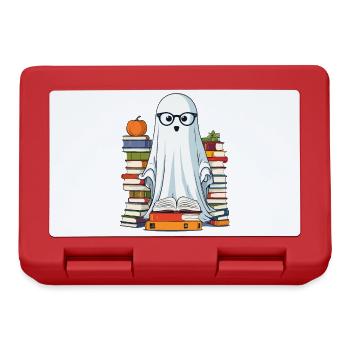 Buchliebhaber Stil Lesendes Halloween Gespenst - Brotdose - Rot - Vorne