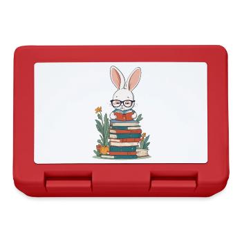 Lesender Hase Begeisterter Buchliebhaber Stil - Brotdose - Rot - Vorne