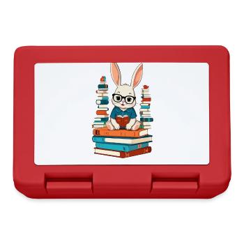 Lesender Hase Begeisterter Buchliebhaber - Brotdose - Rot - Vorne