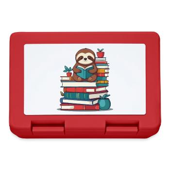 Funny Book Lover Sloth Reading Sloth - Lunchbox - red - Front