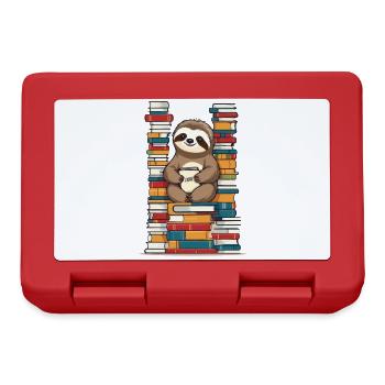 Funny book lover sloth reading book - Lunchbox - red - Front
