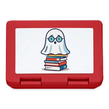 Lesendes Halloween Gespenst Niedliches Bücherwurm - Brotdose - Rot - Vorne