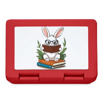 Lesender Hase Begeisterter Bücherwurm Stil Bunny - Brotdose - Rot - Vorne
