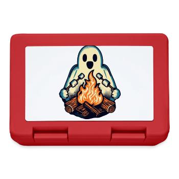 Ghost at Campfire Camping Site Halloween Fun - Lunchbox - red - Front