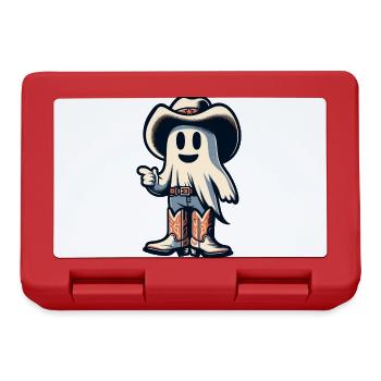 Funny Cowboy Ghost Hunter Hat Boots Halloween - Lunchbox - red - Front