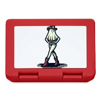 Funny Halloween Girl Ghost Boots Cowboy Hat - Lunchbox - red - Front