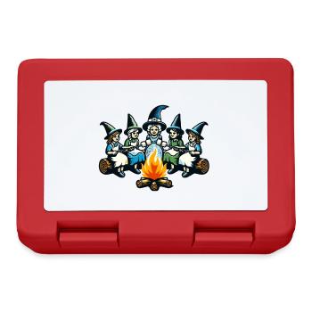 Camping Lagerfeuer Vintage Hexen Design - Brotdose - Rot - Vorne