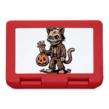 Chat zombie mort-vivant Trick or Treat - Boîte à goûter - rouge - Devant