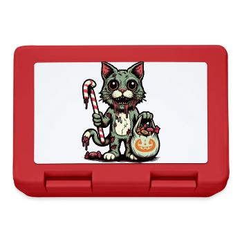 Chat zombie mort-vivant Trick or Treat - Boîte à goûter - rouge - Devant