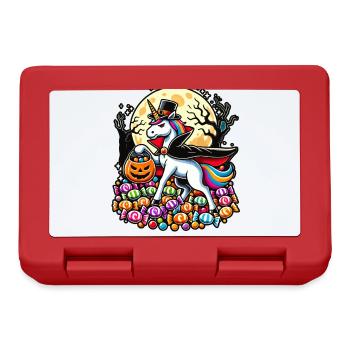 Funny Vampire Unicorn Loves Candy - Lunchbox - red - Front