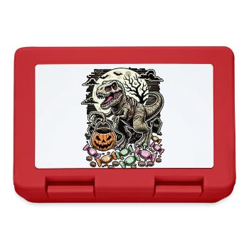 Funny T-Rex Zombie Loves Candy Halloween - Lunchbox - red - Front