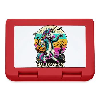 Creepy Zombie Unicorn Loves Candy - Lunchbox - red - Front