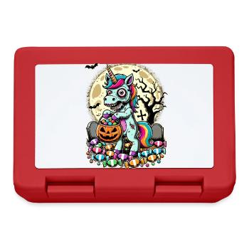 Funny Zombie Unicorn Loves Candy - Lunchbox - red - Front