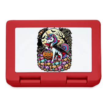 Funny Vampire Unicorn Loves Candy - Lunchbox - red - Front