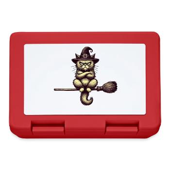 Funny Witch Cat Grumpy Magician Cat - Lunchbox - red - Front
