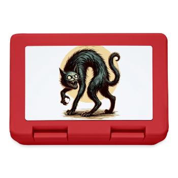 diy haCreepy Cat Black Witch Cat Hallowee - Lunchbox - red - Front