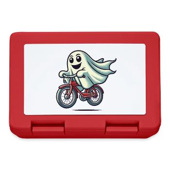 Bicycle Riding Ghost Funny Ghost - Lunchbox - red - Front