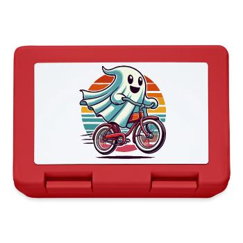 Bicycle Riding Ghost Funny Ghost - Lunchbox - red - Front