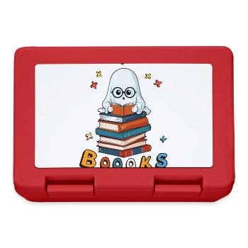 Cute Funny Book Lover Ghost - Lunchbox - red - Front