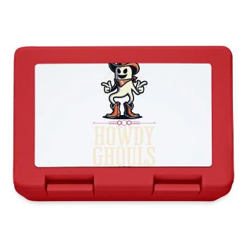 Funny Cowboy Ghost Greeting Ghosts Girls - Lunchbox - red - Front