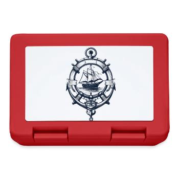 Captain Steering Wheel Anchor Sailboat Adventure - Lunchbox - red - Front