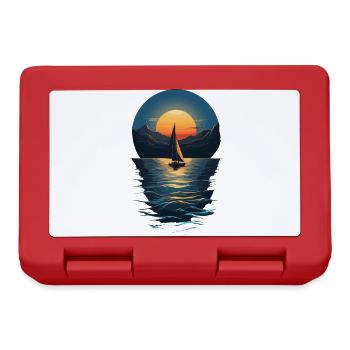 Voilier coucher de soleil sur le paysage du lac - Boîte à goûter - rouge - Devant