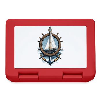 Captain Steering Wheel Anchor Sailboat Adventure - Lunchbox - red - Front