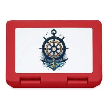 Captain Steering Wheel and Anchor Adventure - Lunchbox - red - Front