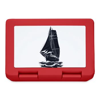 Maritime Adventure Sailing Ship Illustration - Lunchbox - red - Front
