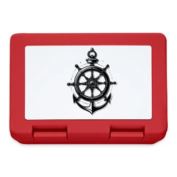 Maritimes Steuerrad Und Anker Design - Brotdose - Rot - Vorne