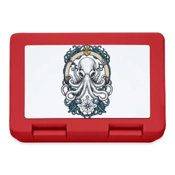 Octopus Sea Monster Fisherman Captain Sailboat - Lunchbox - red - Front