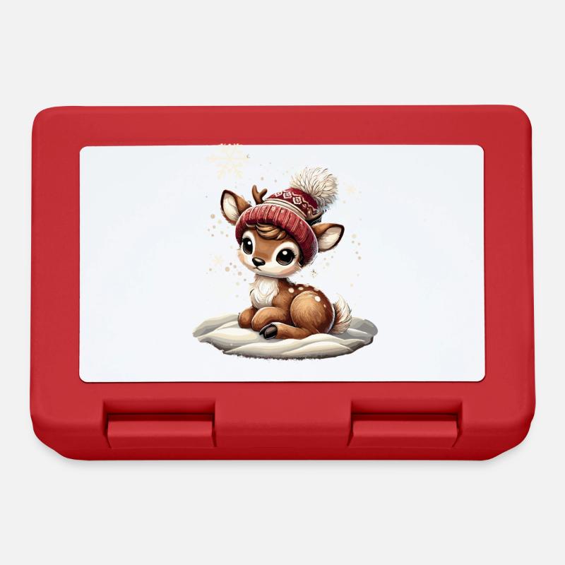 Renne de Noël vintage mignon mignon faon - Boîte à goûter - rouge