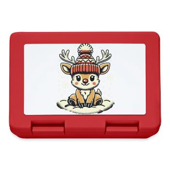 Adorable renne de Noël design vintage - Boîte à goûter - rouge - Devant