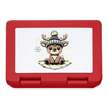 Bezauberndes Vintage Design Mit Rentier Und Schnee - Brotdose - Rot - Vorne