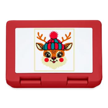Bezauberndes Vintage Design Mit Rentier Und Schnee - Brotdose - Rot - Vorne