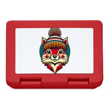 Merry Christmas Squirrel Winter Hat - Lunchbox - red - Front