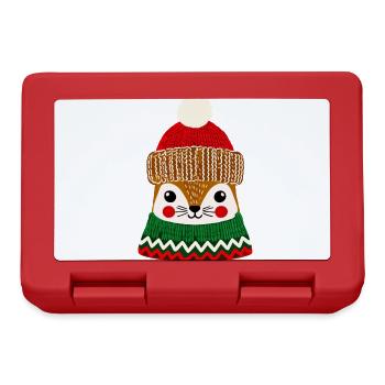 Mignon hamster de Noël avec chapeau - Boîte à goûter - rouge - Devant