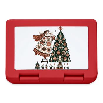 Engel Mit Weihnachtsbaum Und Kerzen Vintage - Brotdose - Rot - Vorne