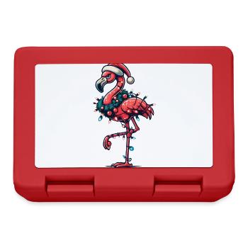 Funny Christmas flamingo with decoration - Lunchbox - red - Front