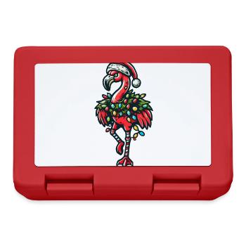 Funny Christmas flamingo with decoration - Lunchbox - red - Front
